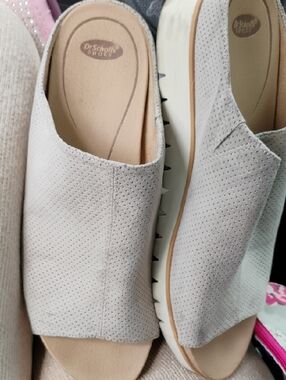 Dr. Scholl's Light Beige Perforated Slip-On Mules